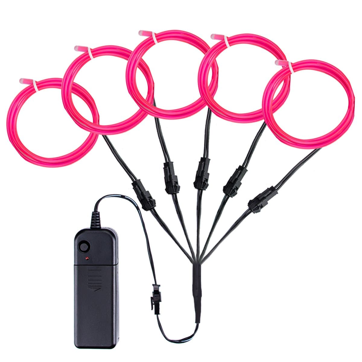 El Wire Kit, Ticoze Neon Lights EL Wire 4 Modes Battery Operated for Party Indoor Outdoor Decoration, 5 by 1-Meter (Pink)