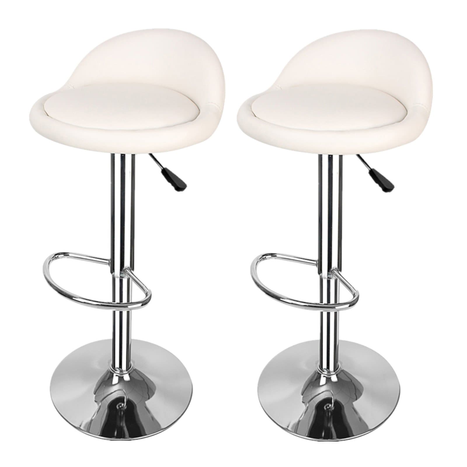 OiCDi White Breakfast Bar Stools Kitchen Stools adjustable swivel gas lift, chrome footrest faux leather bar chair for Breakfast Bar, Counter, Kitchen, Living rooms, Coffee shops, Markets