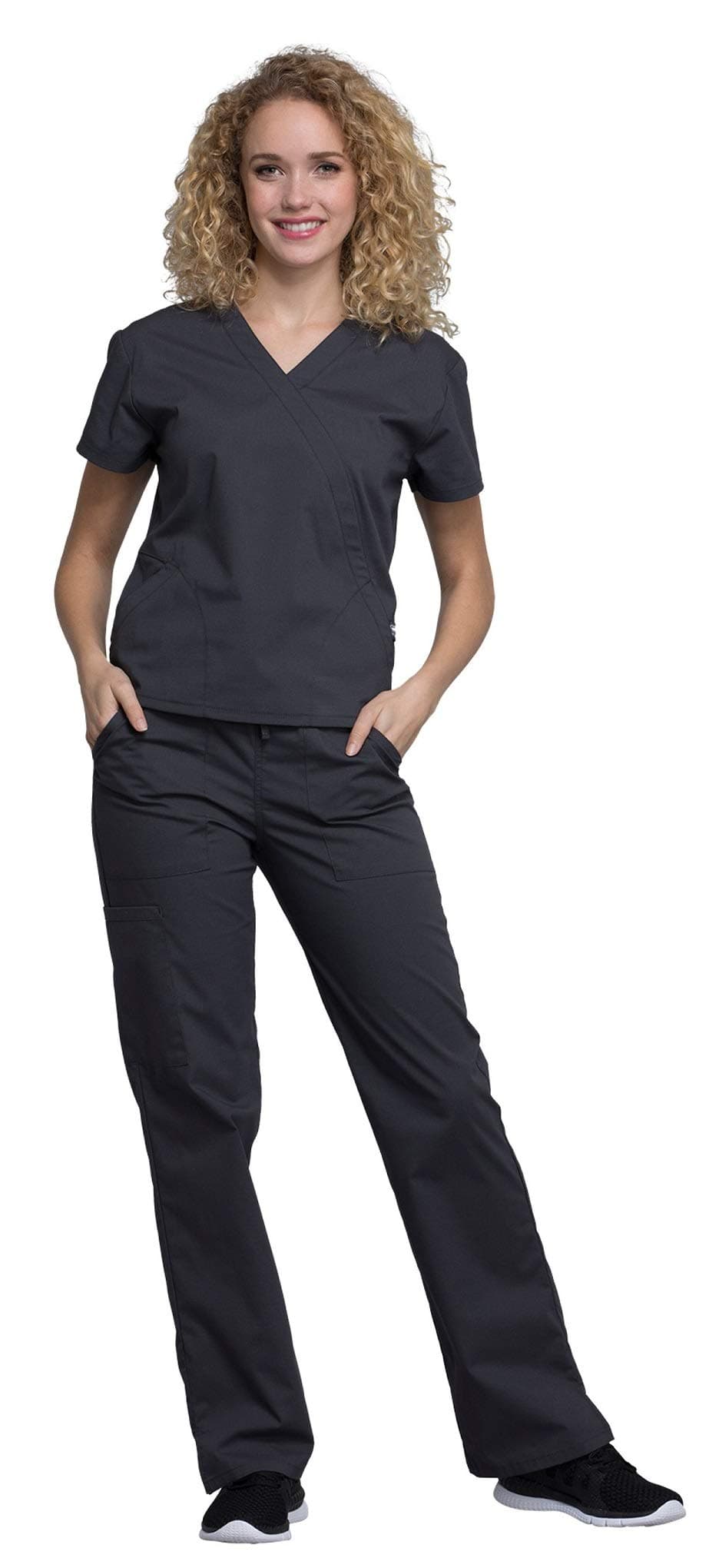 Cherokee Workwear Professionals Women's Scrub Set Bundle - WW705 Mock Wrap Top & WW160 Drawstring Pant