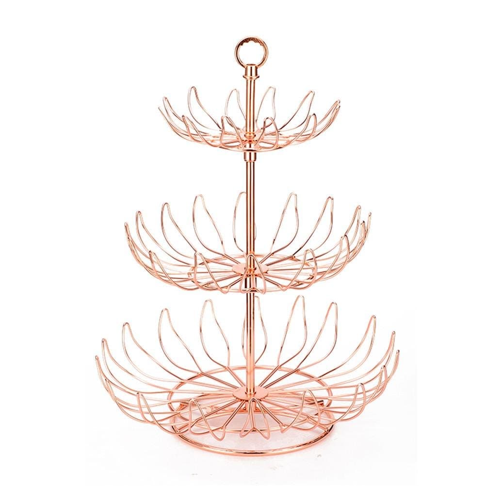 GAOFANG® 3-Tier Fruit Basket Drain Fruit Bowl Multifunction Candy Box European Style Fruit Dish, Rose gold