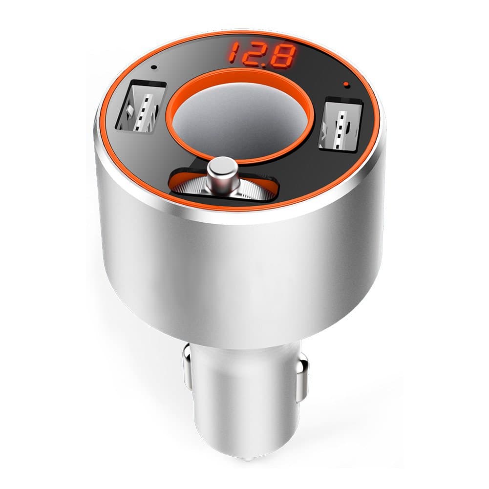 Acekool Mini Bluetooth FM Transmitter Car Quick Charger 2 in 1, Hands-free Car Kit Wireless Radio Audio Transmitter Adapter with Cigarette Lighter and 3.4A Dual Blind USB