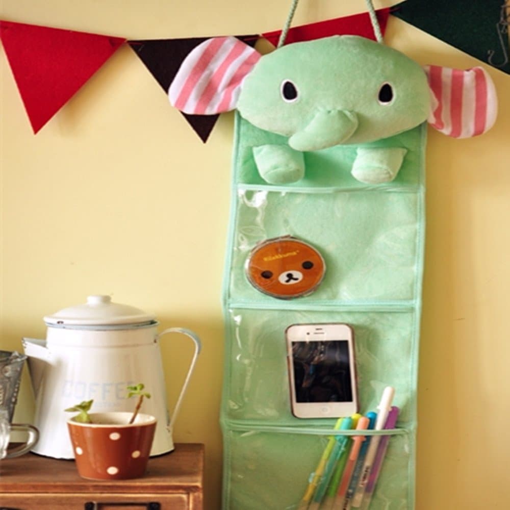 Yipad Wall Hanging Storage Bag 3 Pockets 3 Designs (Elephant Green)