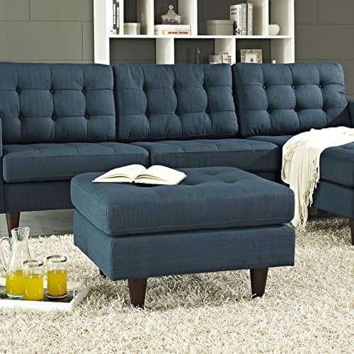 Eco Friendly Ottoman Footstool Coffee Table Modern Pouf Fabric Button Tufted Blue
