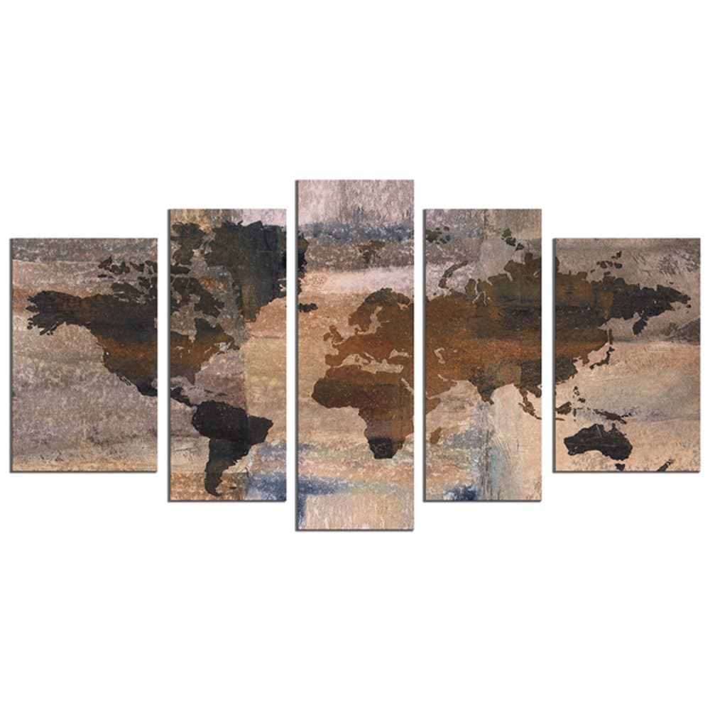 Large World Map Wall Art Wall Decor Paintings On Canvas Prints For Living Room Wall Art Oil Paintting For Home Decor Landscape Canvas Artworks Framed Ready To Hang 10"x60"Brown
