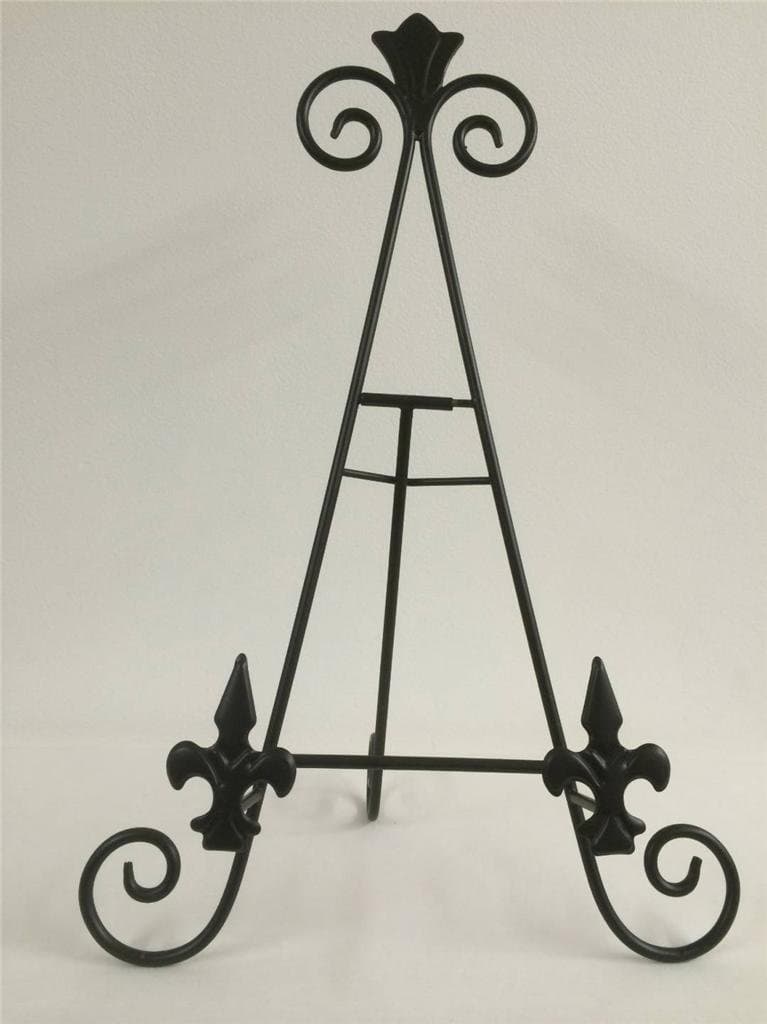 Black Fleur De Lys Iron Easel 18 inch Holder Display Artwork Picture Canvas Menu Book Plate Craft Stand AA-23
