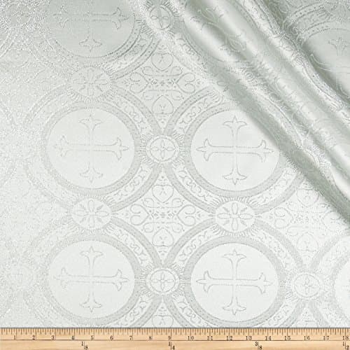 Clergy Metallic Brocade White/Silver Fabric
