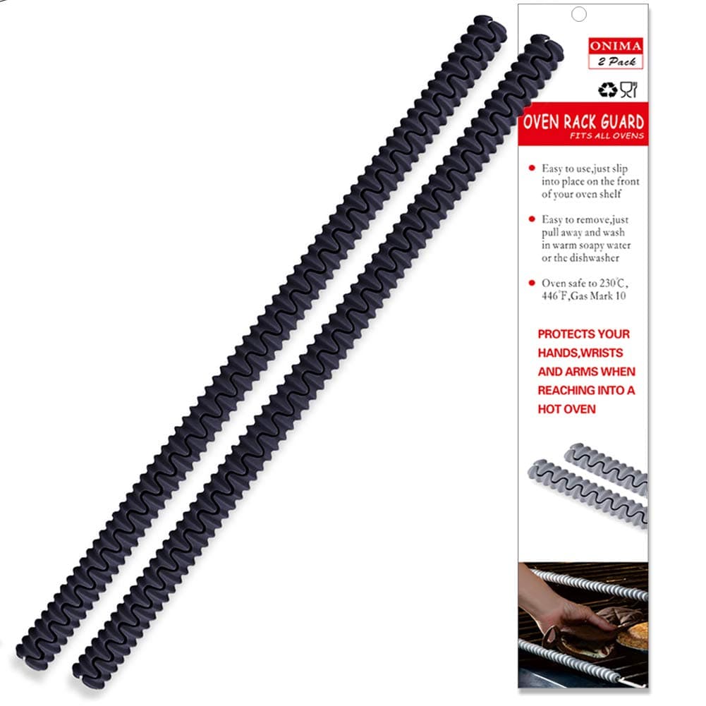 2 Pack Silicon Oven Rack Shields Oven Rack Guard Against Burns and Scars,Food Grade,FDA Approved,BPA Free,Heat Resistant to 230C/446F (Black)