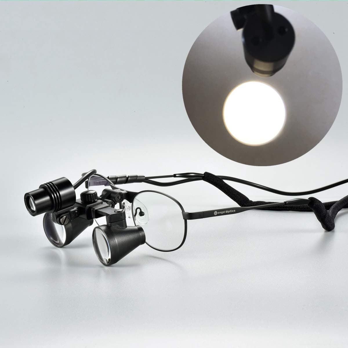 Songzi Optics (2.5X 3X 3.5X Optional) Titanium Frame Binocular Dental Surgical Loupes with SZ-M06B Led Spot Headlight (Working Distance :(500-600 mm) XL, Magnification:3.5X)