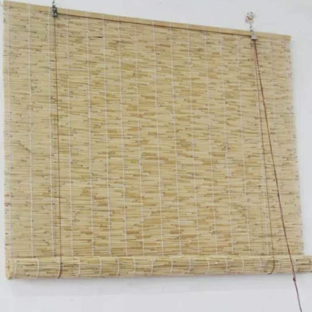 White Line Reed Curtain Roller Blind Bamboo Shade Partition Wall Decoration Decorative Curtain Venetian Blind,W100*H200cm