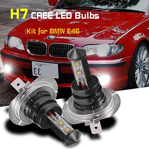 H7 Daytime Running Light CREE LED Bulbs Kit Compatible with BMW E46 3 Series White (Pack of 2)