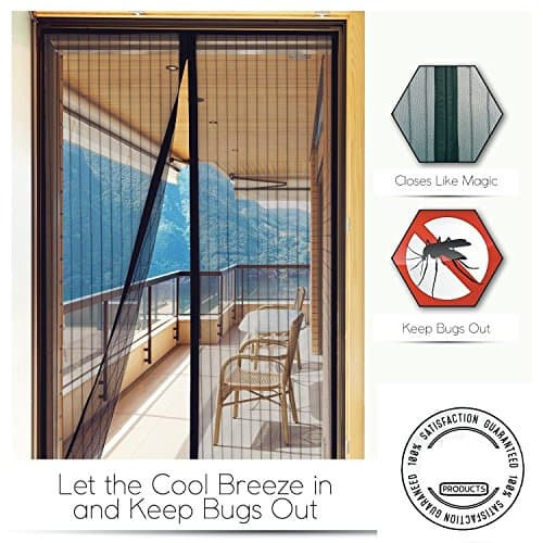 MasterStor Magnetic Screen Door Net - Anti Mosquito Insect Fly Bug Curtains Magnetic Mesh Net with Hook and Loop Fastener Tape - 36 x 83 Inch - Black