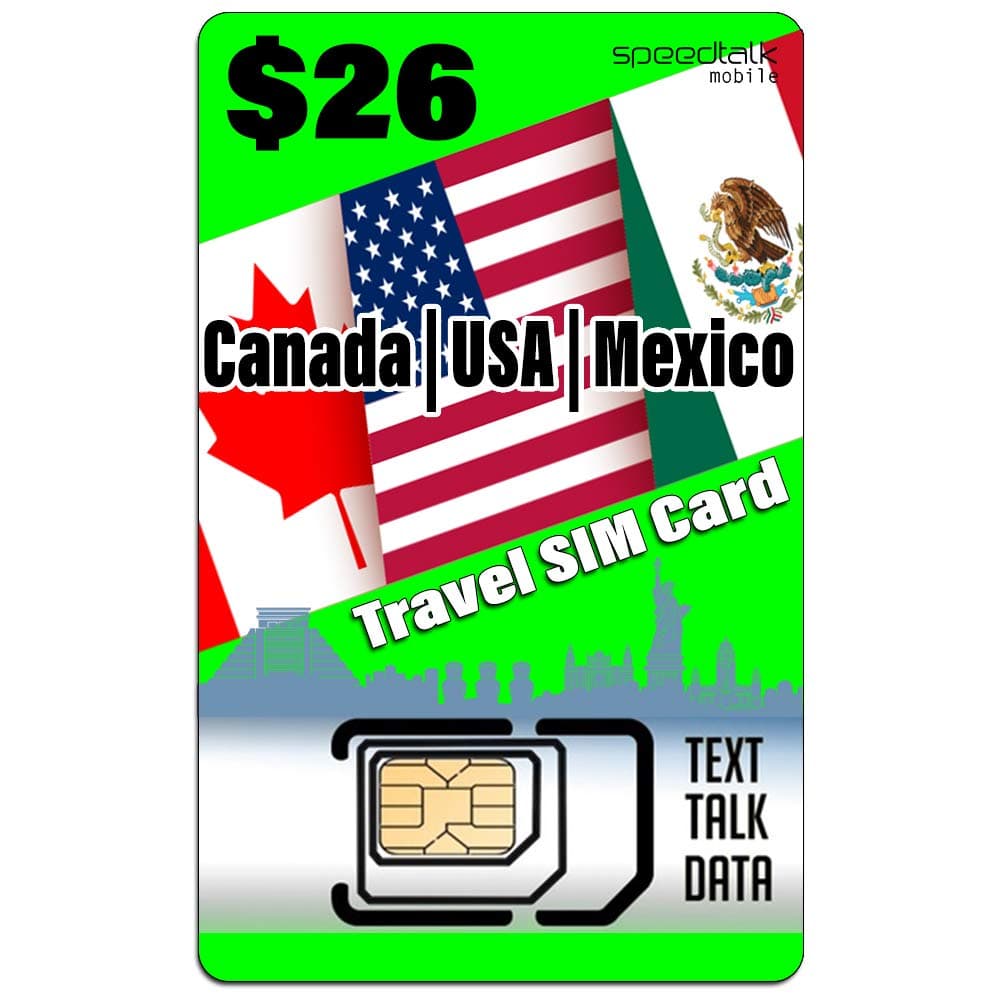 SpeedTalk Mobile Travel SIM Card | Text & Data | Compatible with Unlocked 5G 4G LTE iOS Android Smart Phones | 3 in 1 Simcard - Standard Micro Nano | USA Canada Mexico