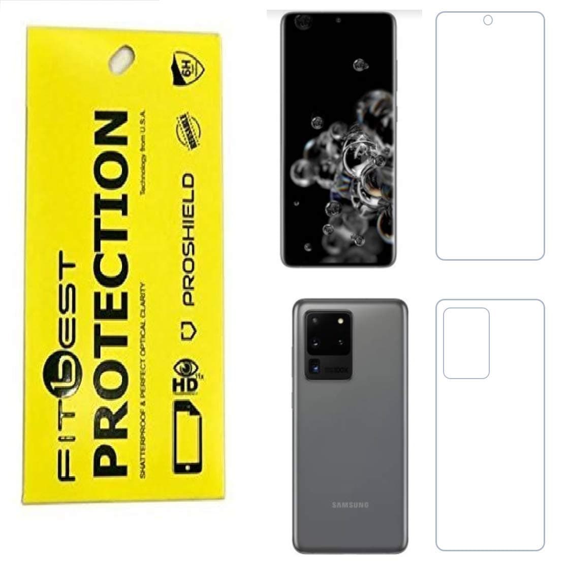 Fitbest Impossible Front and back Tempered Screen Guard for Samsung S20 Ultra - Transparent (does not cover the edges)