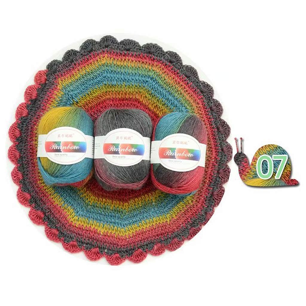 EAPTS Soft Worsted Yarn Rainbow Gradient Colors DIY Baby Knitting Wool Shawl Scarf Sweater Crochet Thread Supplies