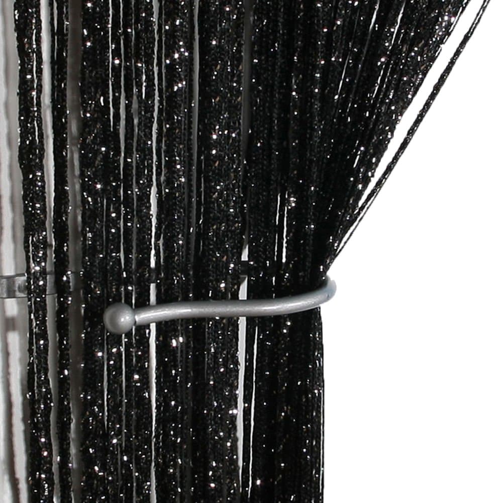come on style shop Glitter String Curtain Panel Door Curtain Beads Room Divider Crystal Tassel Fringe Beaded Window Panel (Black)