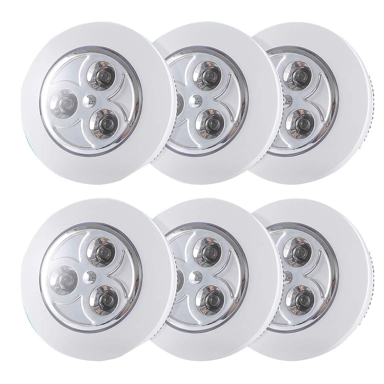 6-Pack Closet Push Light Battery Operated | Touch Lights| Led Lights for Closet| Tap Light| Push on Light, for Shoe Cabinet, Hallway, Cabinet, Wardrobe, Kitchen Locker(Not Batteries)