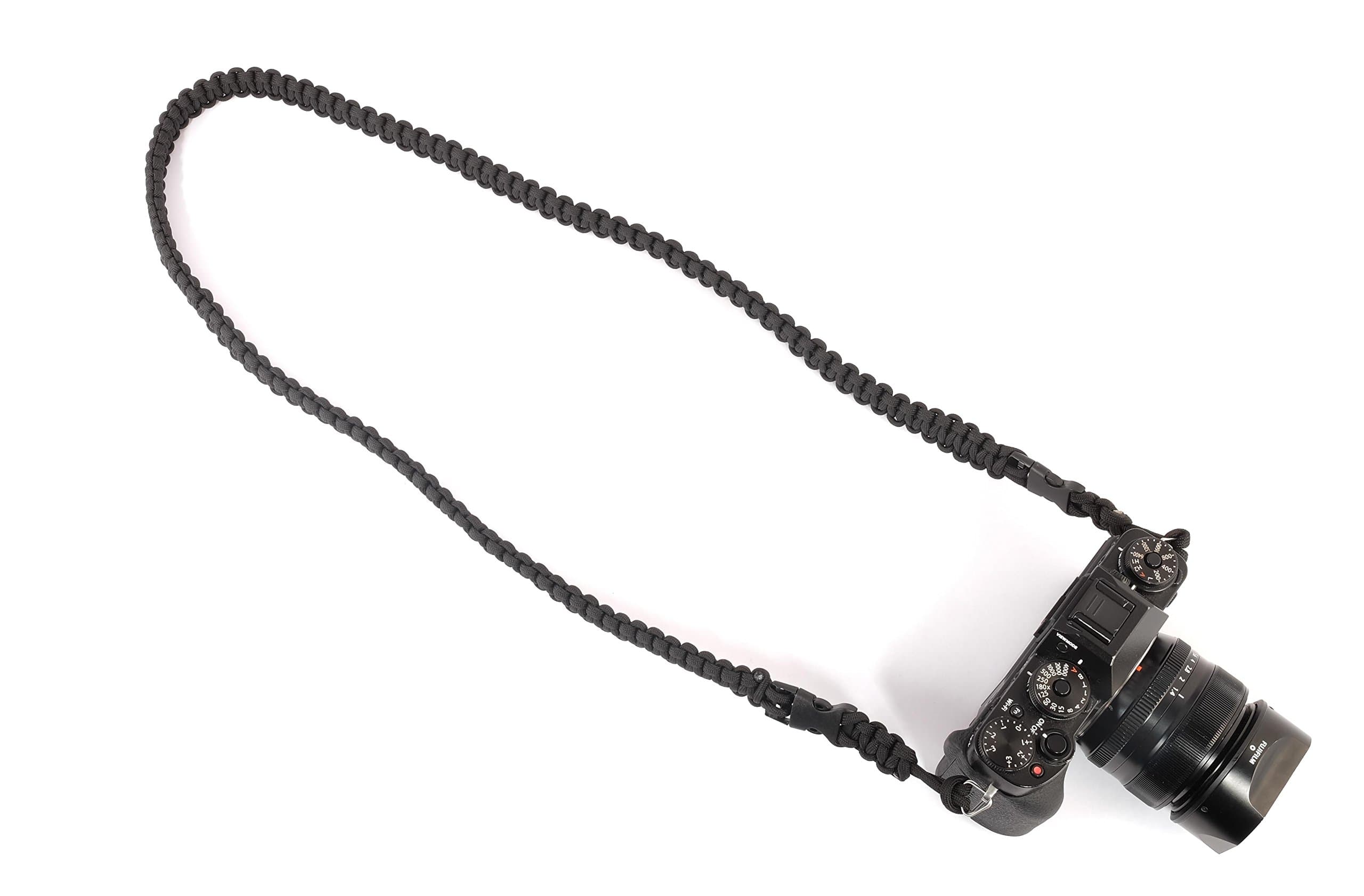 Shore Supply Camera Strap Shoulder Neck Slide Strap, Black Braided 550 paracord, Quick Release, Universal for all DSLR digital camera, binocular, camcorder