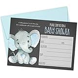 Elephant Baby Shower Invitations Boy 20 Count