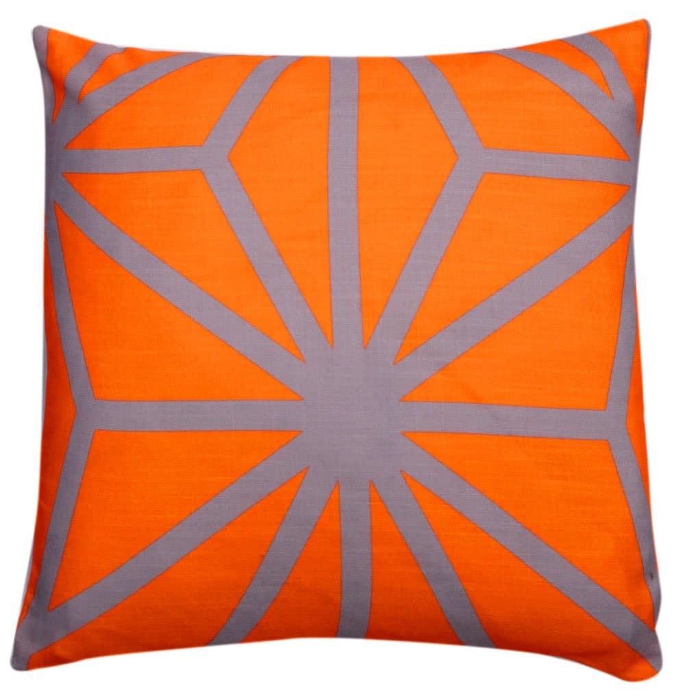 Red Rainbow Orange & Grey Geometric Design 18 inch Cushion Cover Starburst