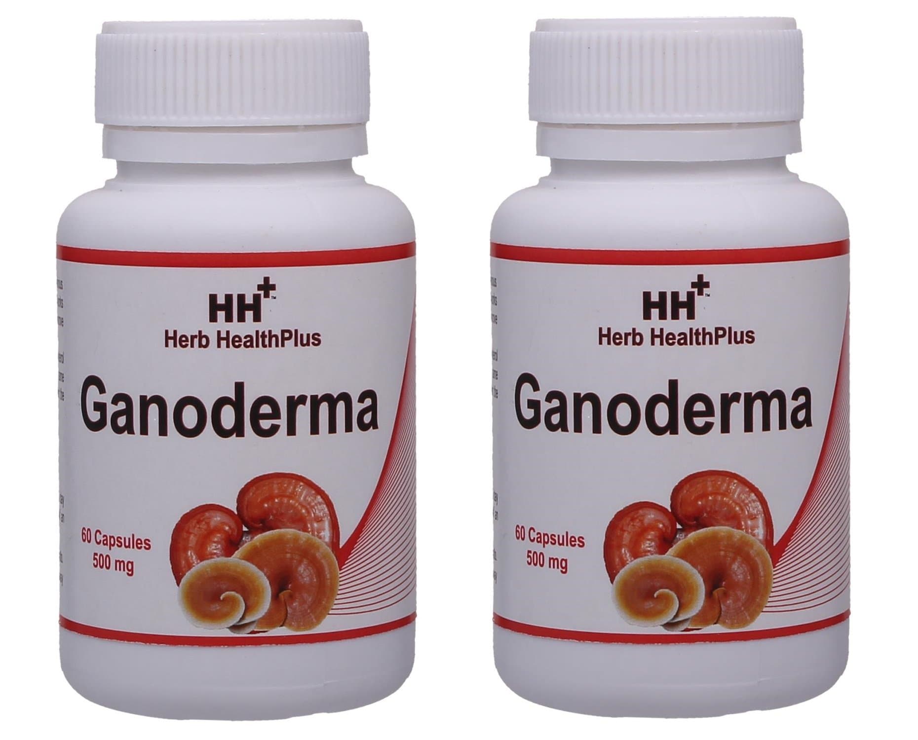 Ganoderma Capsules | 100% Natural | Reishi Capsules | 60 Veg Capsules - Pack of 2 Bottle By Herb HealthPlus