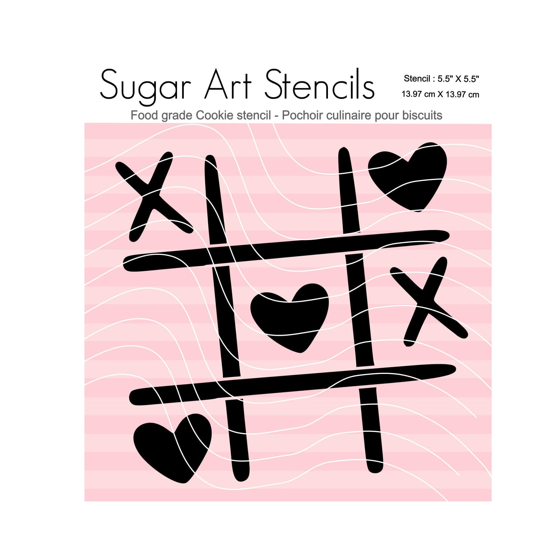 Valentine's day Tic Tac Toe cookie stencil SA00190