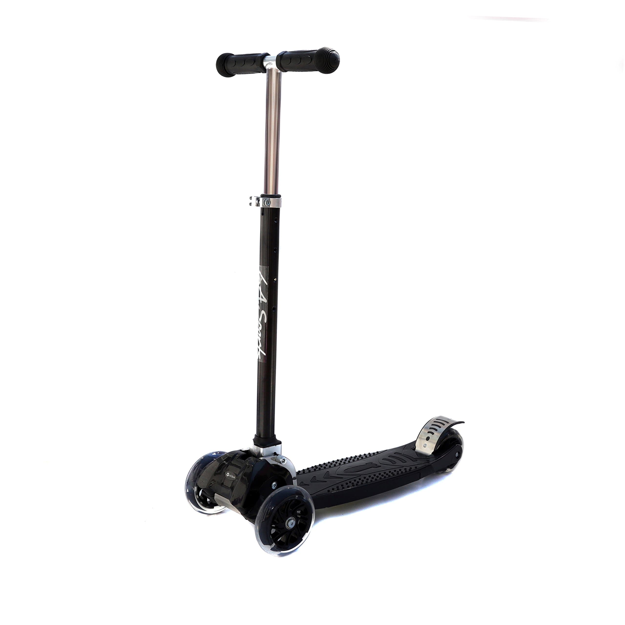 3 Wheel Folding Tri Scooter with Adjustable T Bar Height, for Kids, Children, Adults, Boys & Girls 20-80kg, Suitable Ages 6,7,8,9,10 to Small Adults Comes with Lean/Tilt Steering and FREE Flashing LED Wheels