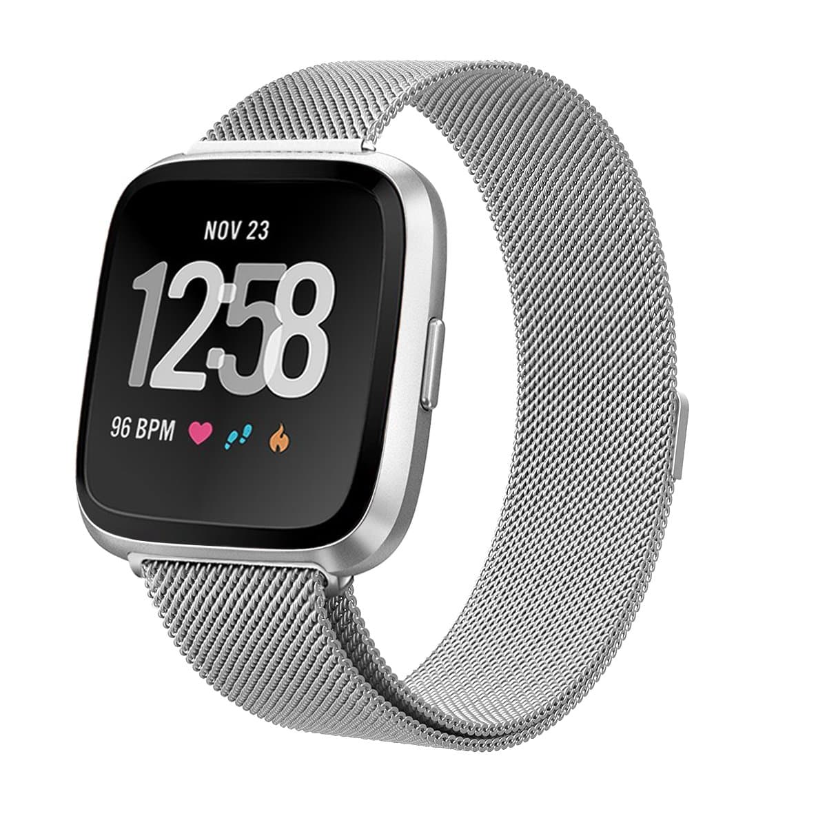 LANGREE Fitbit Versa Strap, Milanese Stainless Steel Adjustable Smart Watch Strap with Magnetic Closure for Fitbit Versa Rose Gold,Silver, Black