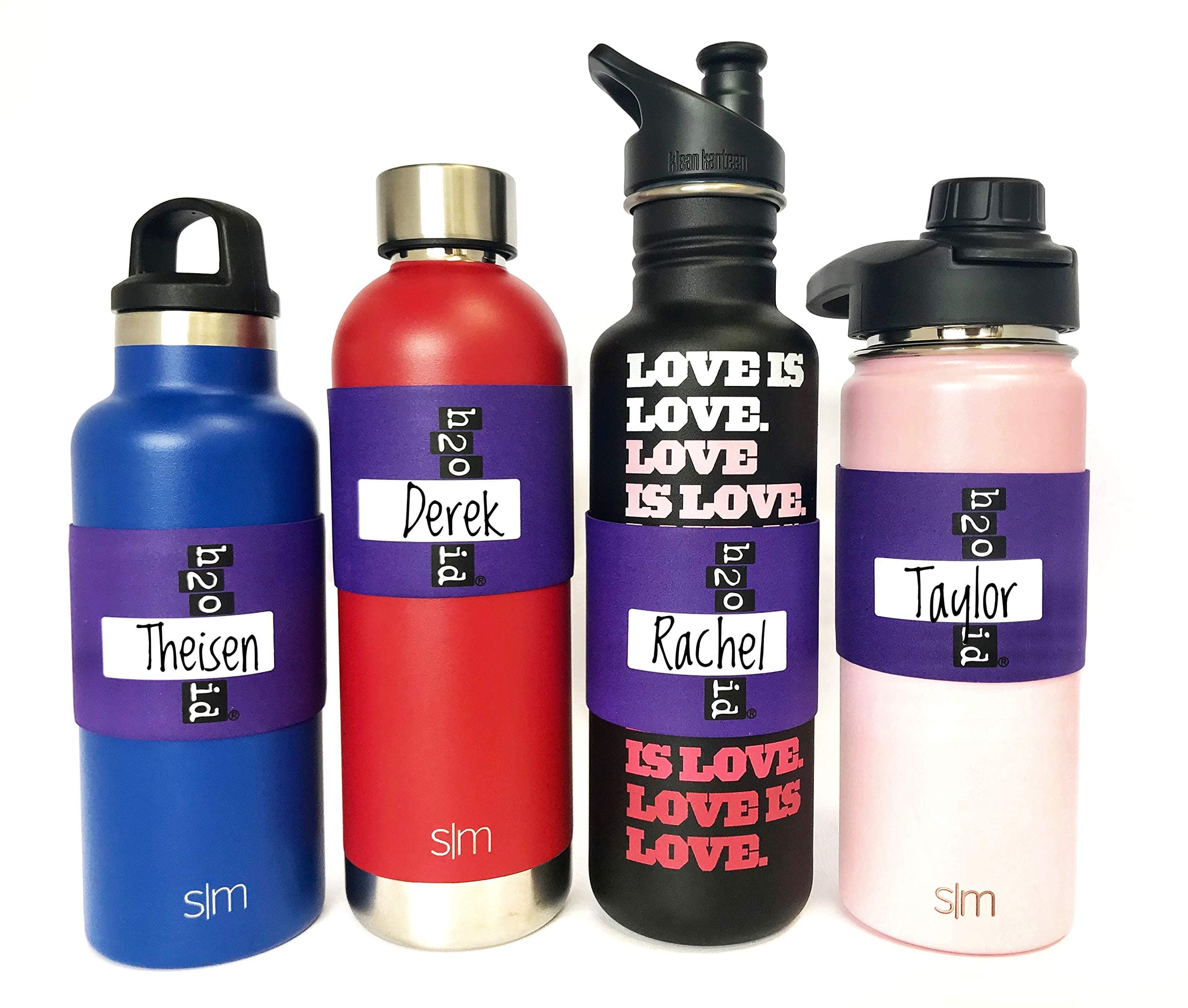 H2O ID 12 Band Party Pack Personalize and Label Drinks: Water Bottes, Reusable Bottles & Cups, a Drinking Glass, Beer, Cocktails