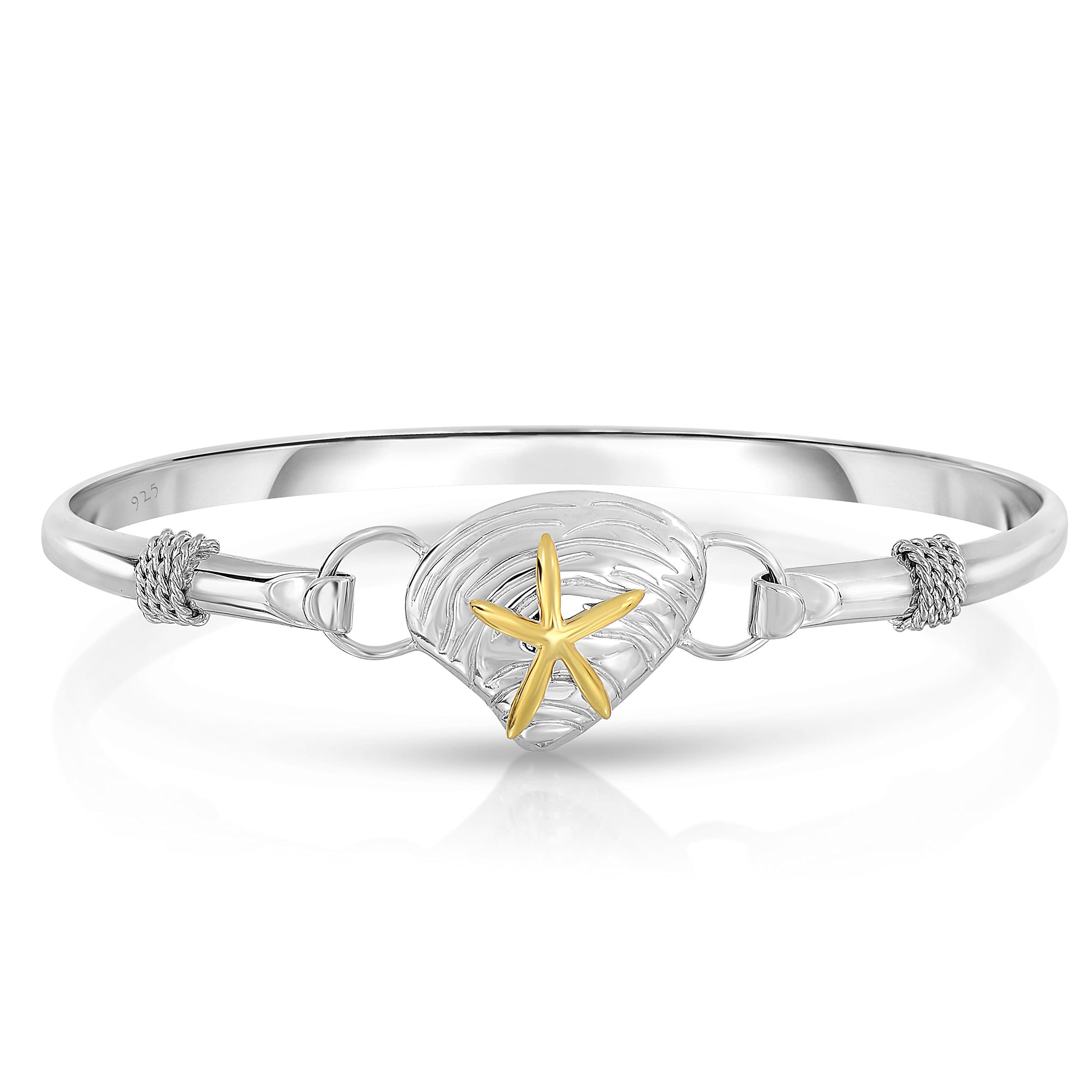 Ocean Side Designer 925 Sterling Silver Nautical Interchangeable Bangle