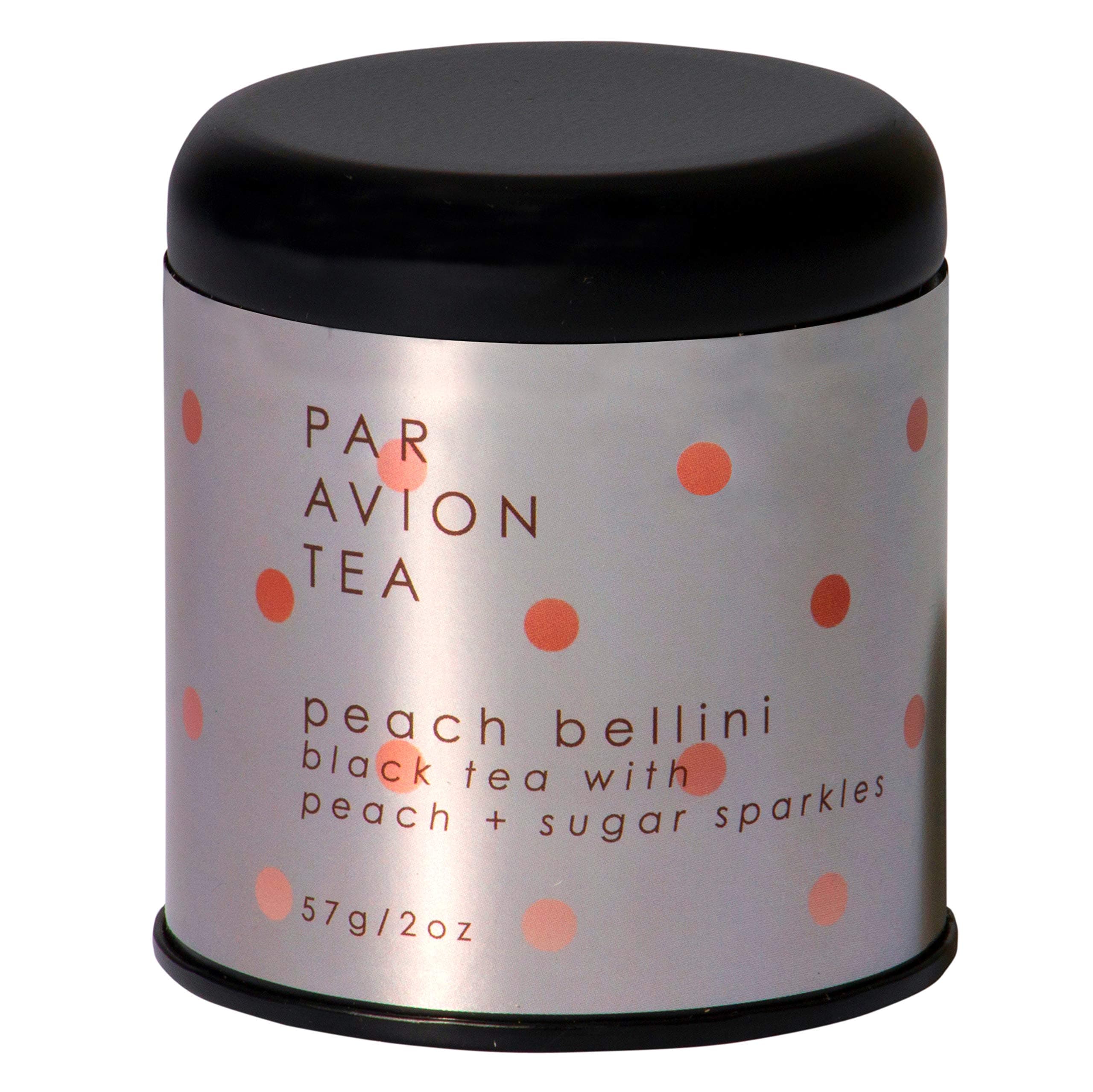 Par Avion Tea Glitter Tea Sparkling Peach Belini - Small Batch Loose Leaf Tea With Edible Flakes - 2 oz