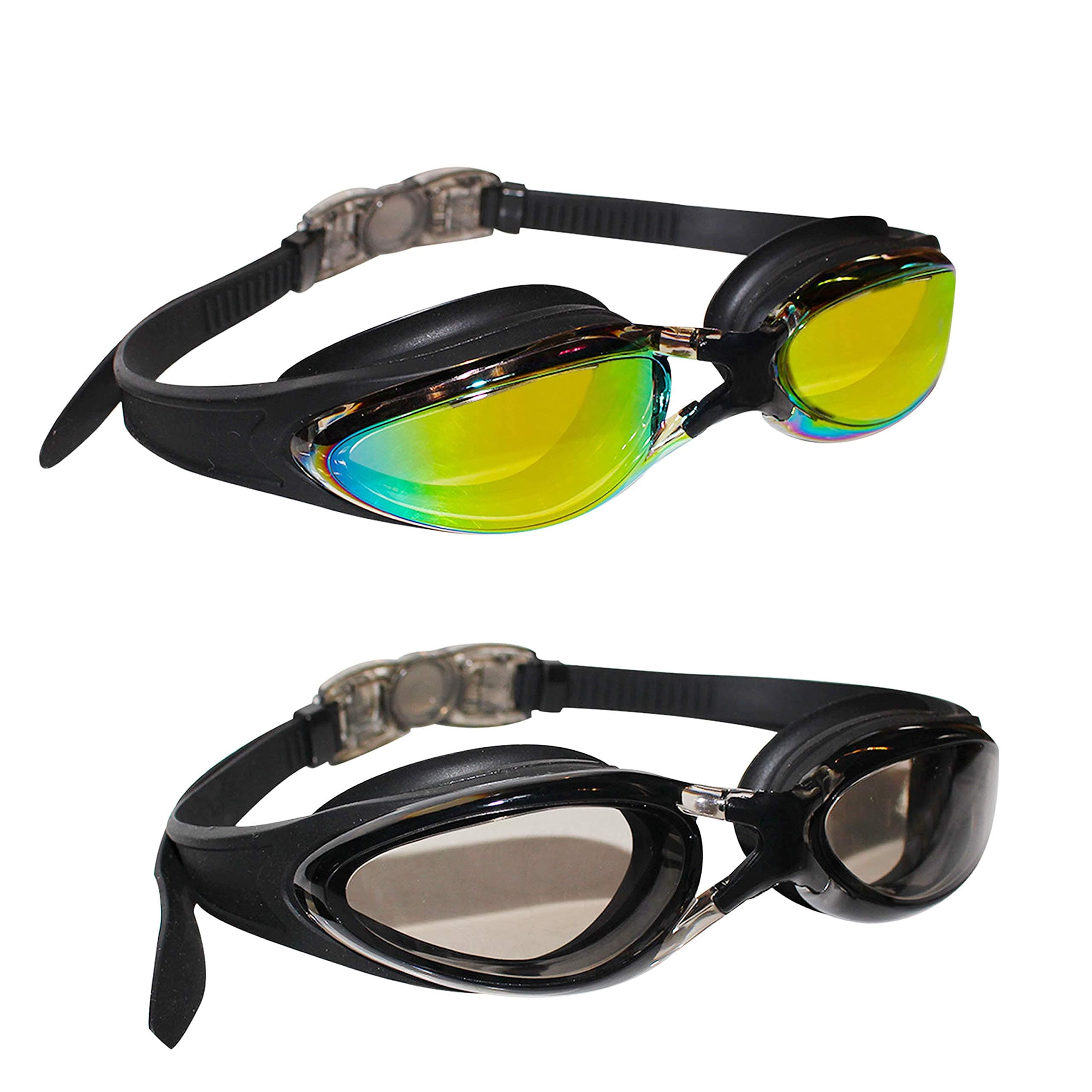 Bezzee 2 pack Swimming Goggles with Adjustable Silicone Straps - Triathlon goggles - Goggles with UV Protection Swim Goggles for Men Women Adults