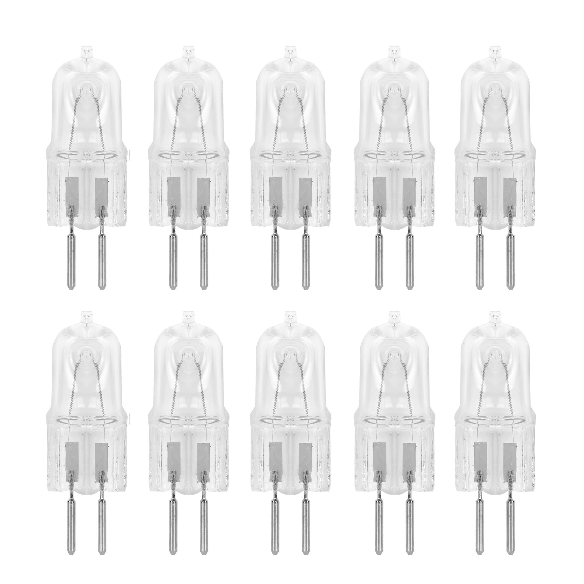 10 Pack GY6.35 12 Volt Clear Dimmable T4 Q20/GY6.35/CL/12V 20 Watt 20W Halogen Light Bulb Under Cabinet JC Type Lighting Kitchen Low Voltage Landscaping Lighting Fixture Landscape G6.35 12V Bi-Pin