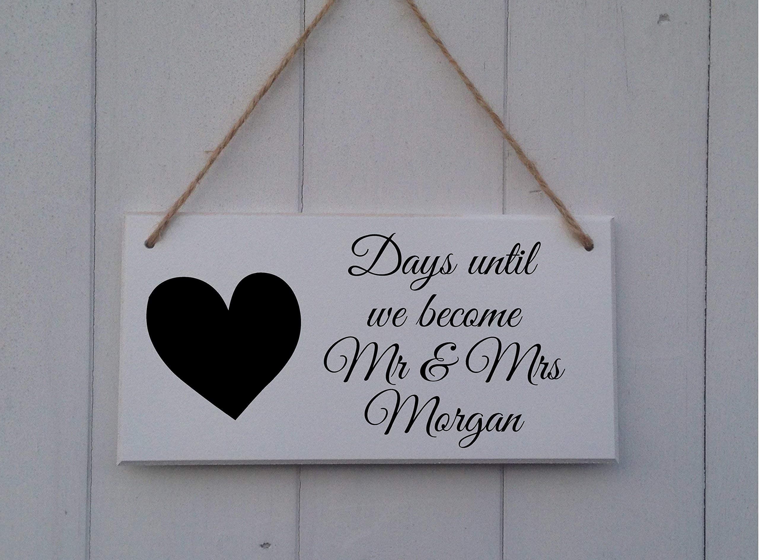 Days Until We Become Mr and Mrs X Plaque Personalised Wedding Countdown Plaque Wedding Countdown Sign Chalkboard Engagement Gift