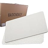 BASICNDAILY Deluxe Diatomaceous Earth Hard Bath Mat By â Sturdy, Absorbent Bathroom Floor Board, Diatomite, Anti-Bacterial, Quick-Dry, with Fabric Non-Slip Netting 23.6" X 15.3" Gray White