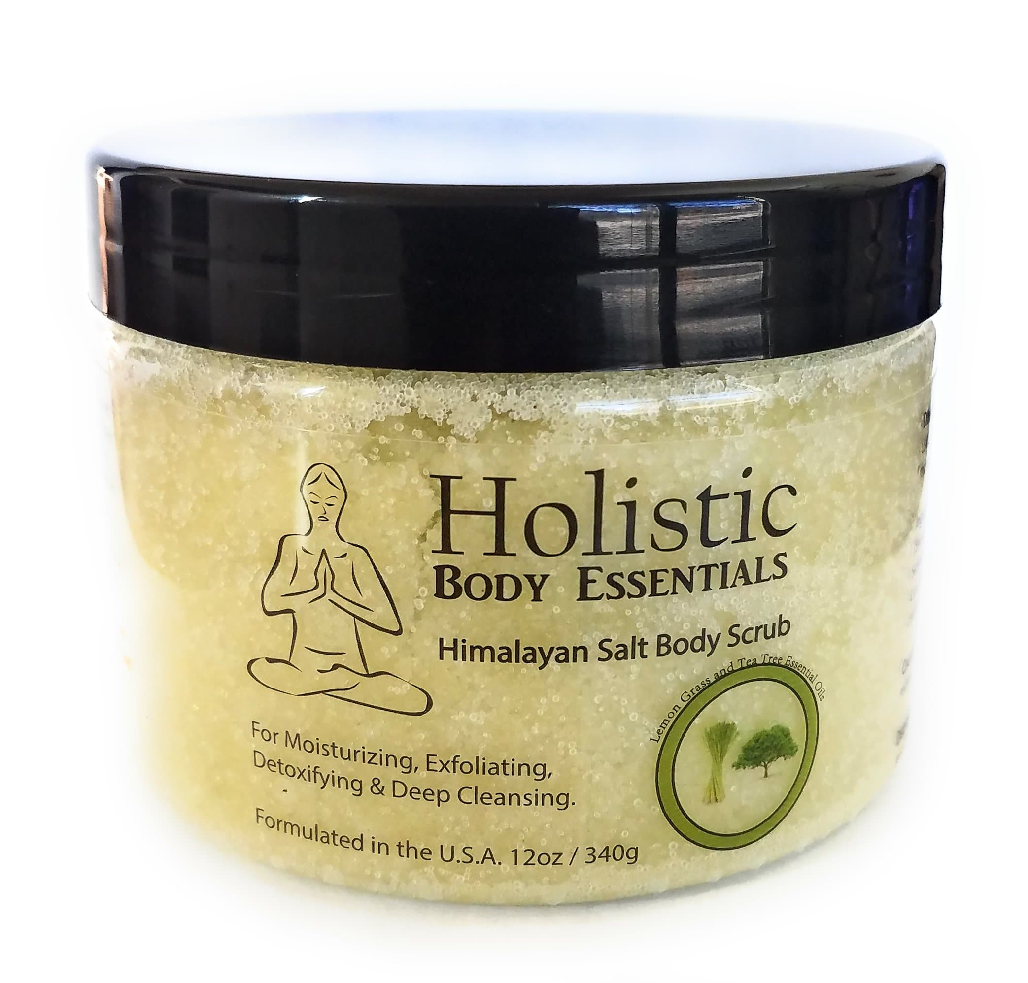 Holistic Body Essentials Himalayan Salt Body Scrub with Tea Tree and LemonGrass Essential Oils, 100% Natural Scrub to Exfoliate and Moisturize Skin