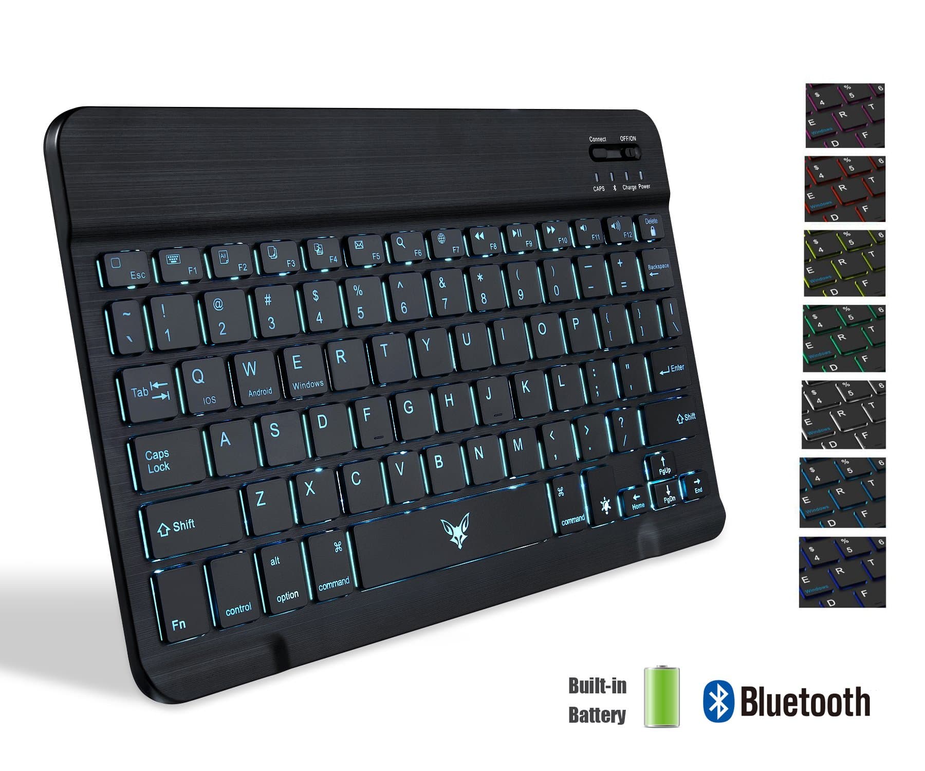 AirFox Ultra-Slim Portable Backlit LED Wireless Bluetooth 3.0 Keyboard for Laptops Desktops PC iPad Air iOS and Android Tablets