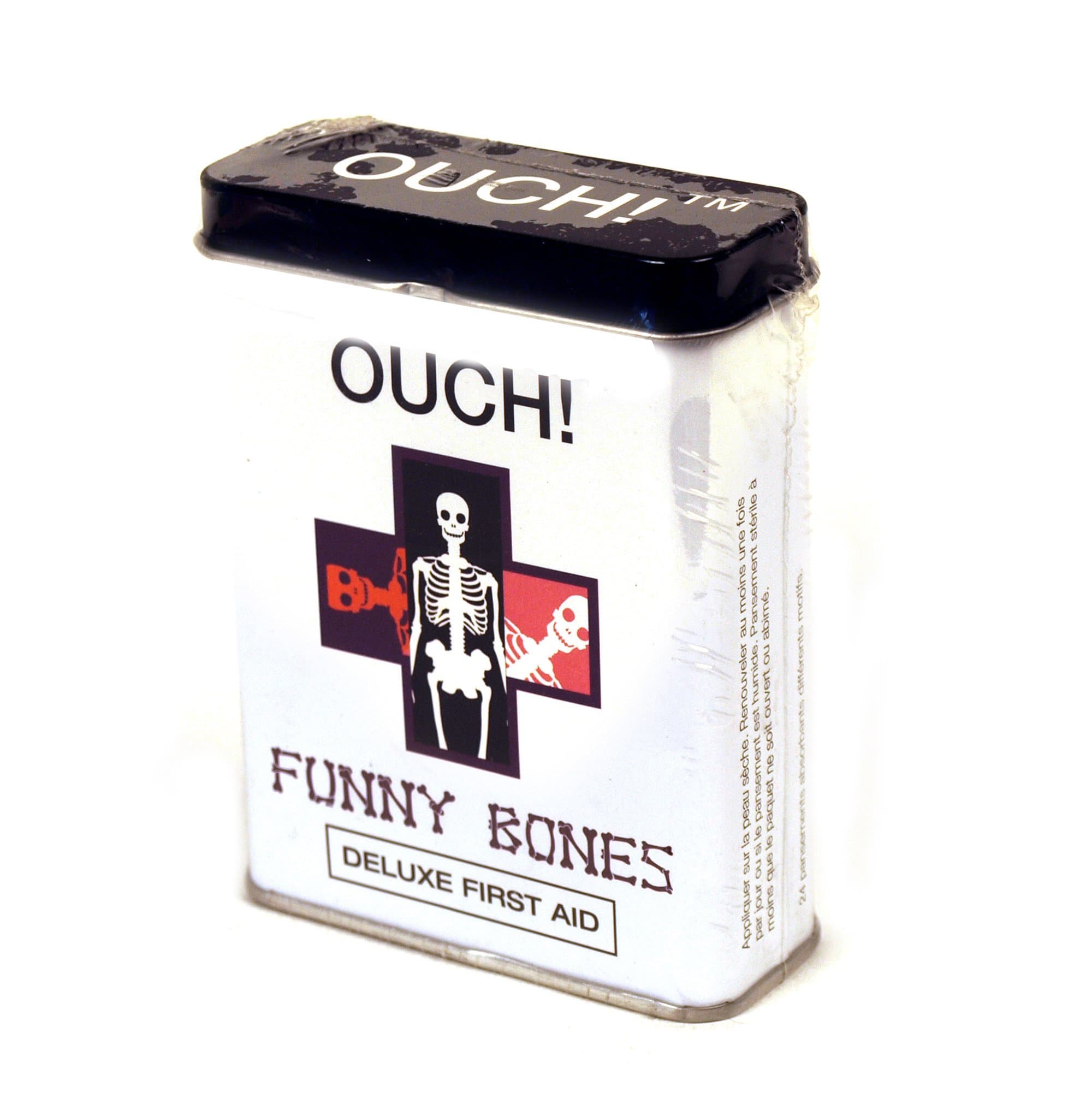 Ouch! Funny Bones 2pk Skeleton Bandaids in Fun Tin First Aid Supply