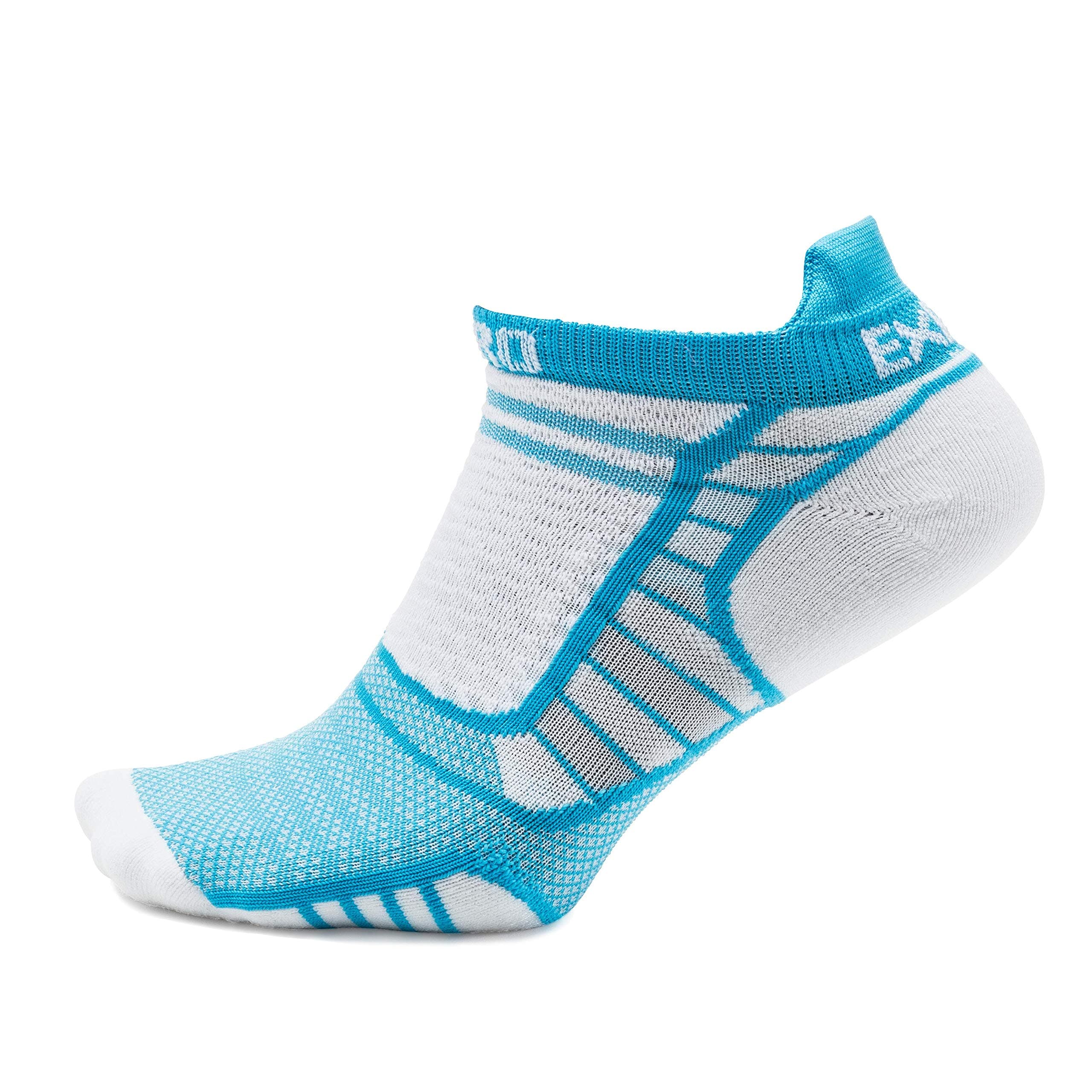 Women's Experia Prolite Thin Padded No Show Tab Running Socks, Turquoise, S