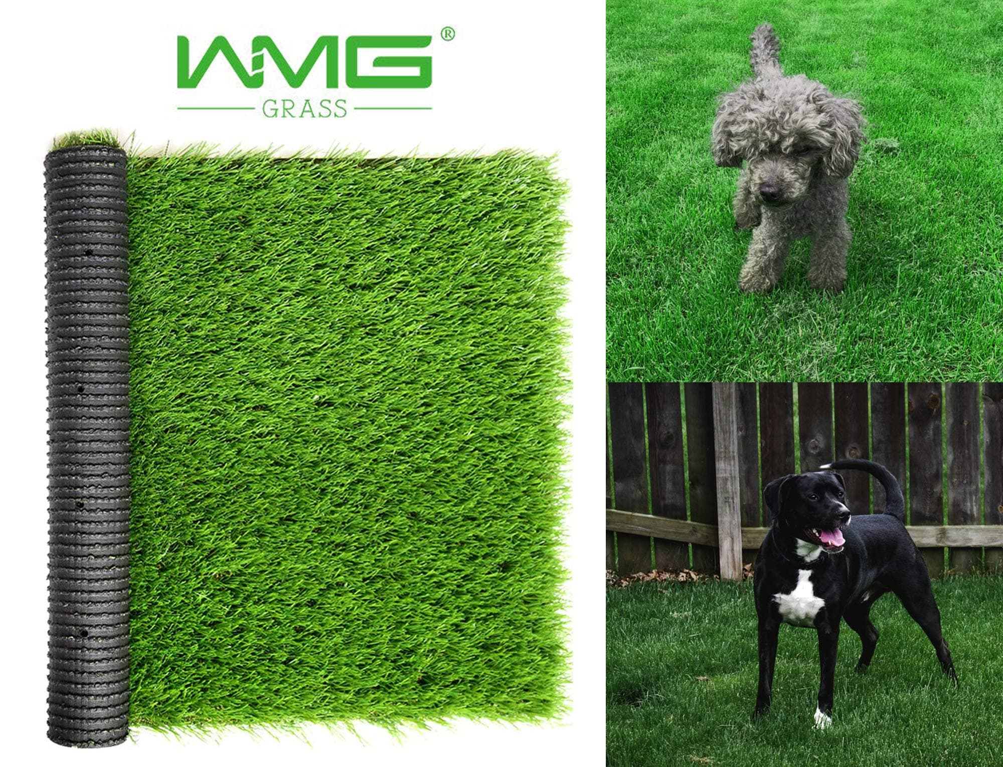 WMG GRASS Premium Artificial Grass, Drainage Mat, 3.3' x 5' Artificial Turf for Dogs, Cats, Pets, Turf Realistic Indoor/Outdoor for Garden, Patio (16.5 sq ft) - 2 Pack
