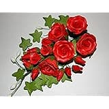 Tea Rose Spray, Large RED Sugar Flowers