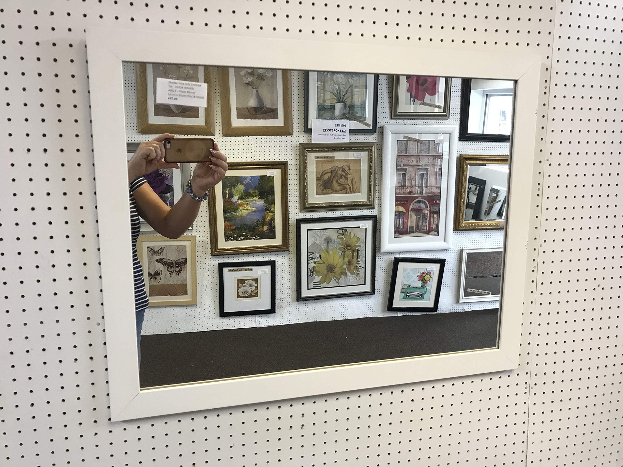 NEW MODERN FLAT PLAIN WHITE BEVEL GLASS WALL OVERMANTLE MIRRORS - VARIOUS (32" X 22")