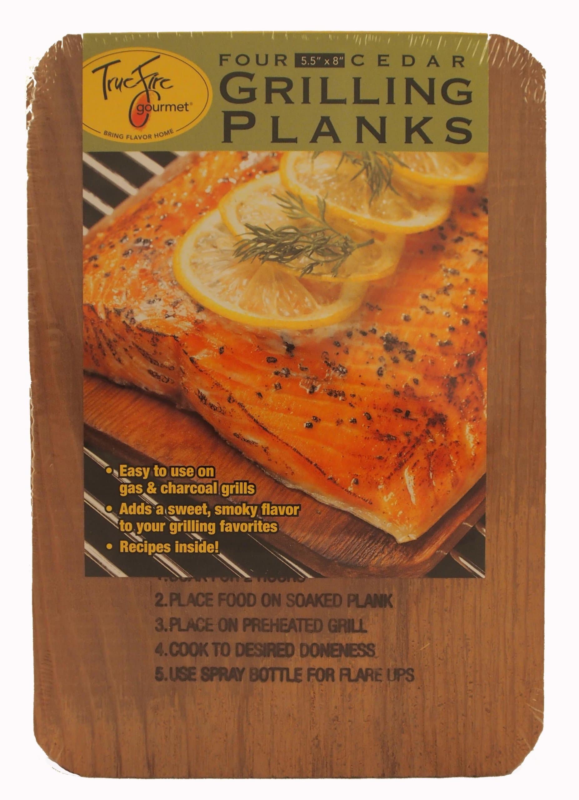 TrueFire Gourmet TFplanks8-4US 4-Pack Cedar Grilling Plank, 5.5 by 8-Inch