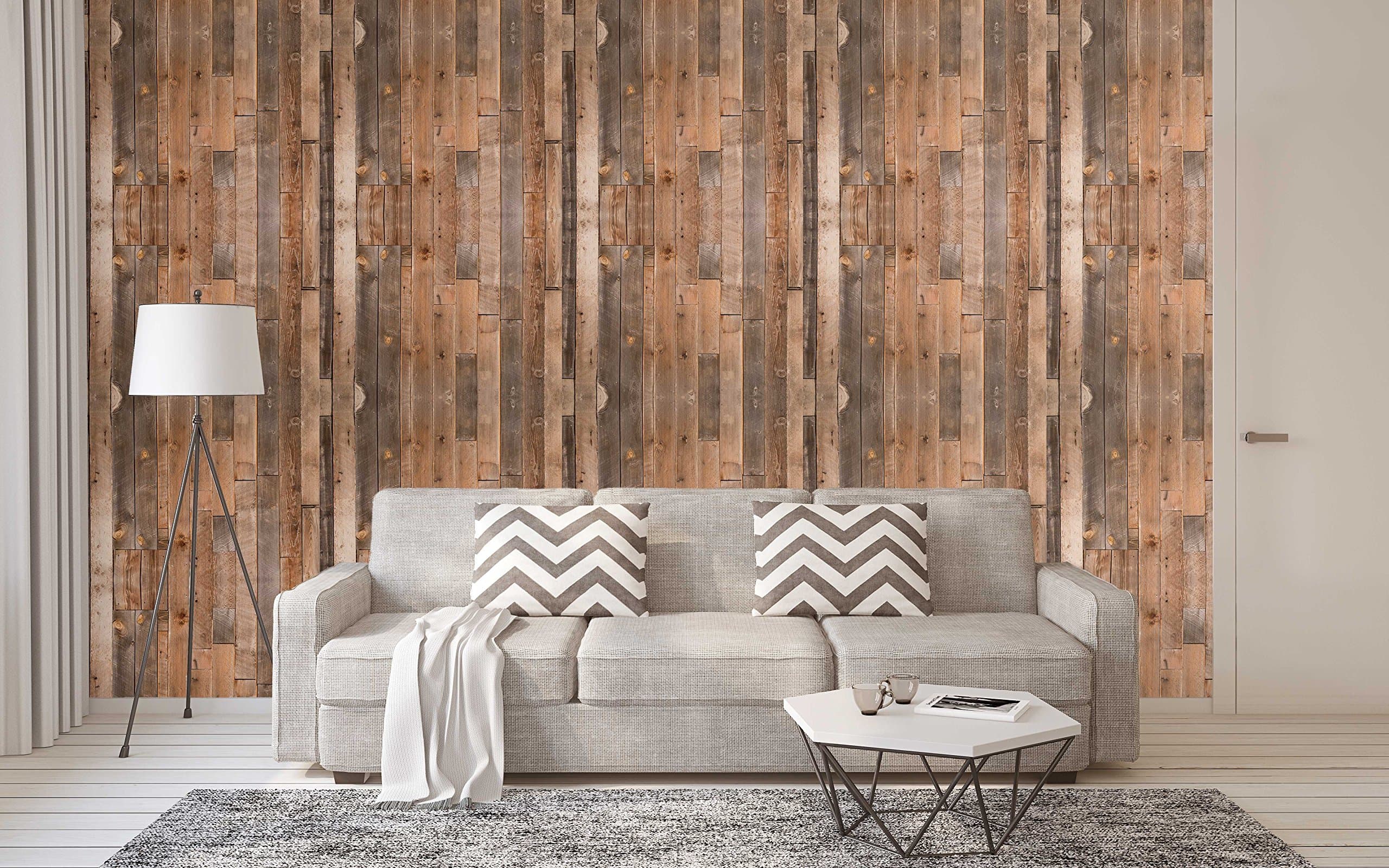 Temporary Wallpaper Distressed Realistic Wood Plank Rustic Removable Wallpaper Panels Peel and Stick Wall Decor CC107