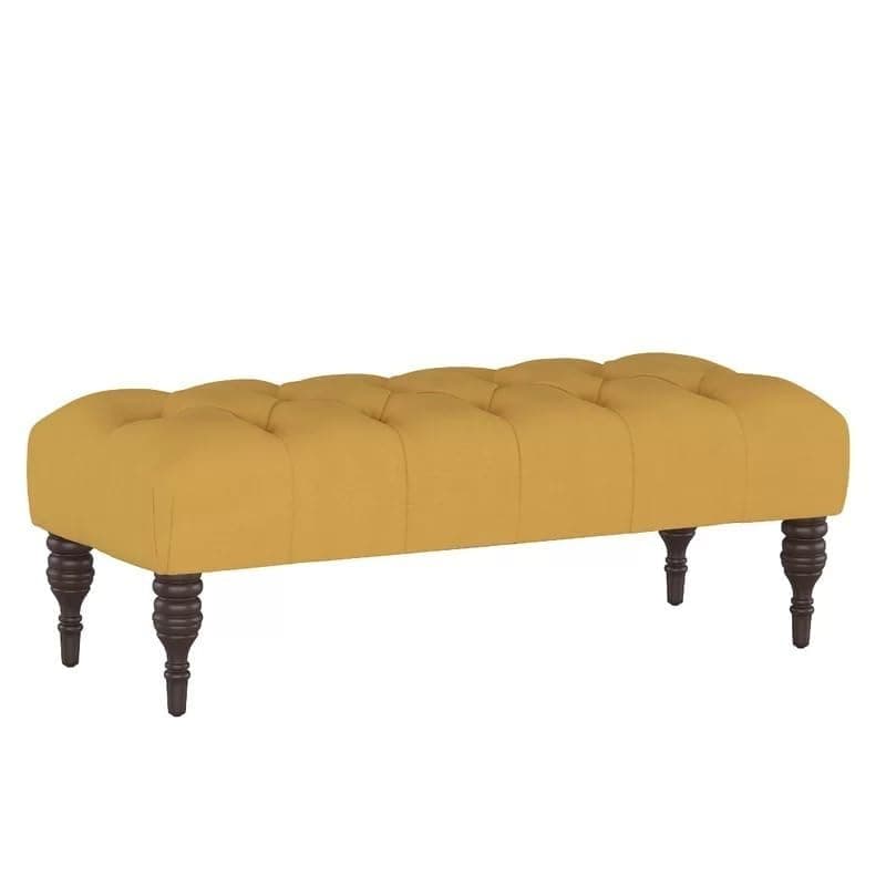 Storage Zeno Ottoman with Hidden Compartment, Rectangular 2 Seater Ottoman, Living Room Furniture, Storage Ottomans for Office, Bedroom, Living Room (Ivory) (Yellow Velvet)