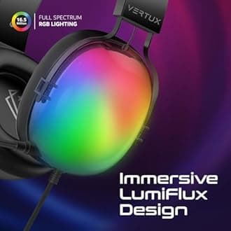 Vertux Wired Gaming Headset, High-Performance 7.1 Surround Sound Over-Ear Gaming Headset Hi-Res Mic, 50mm Drivers, RGB Backlit Housing, in-Line Control and Soft Earpads for MacBook, PS5, Xbox, Sirius