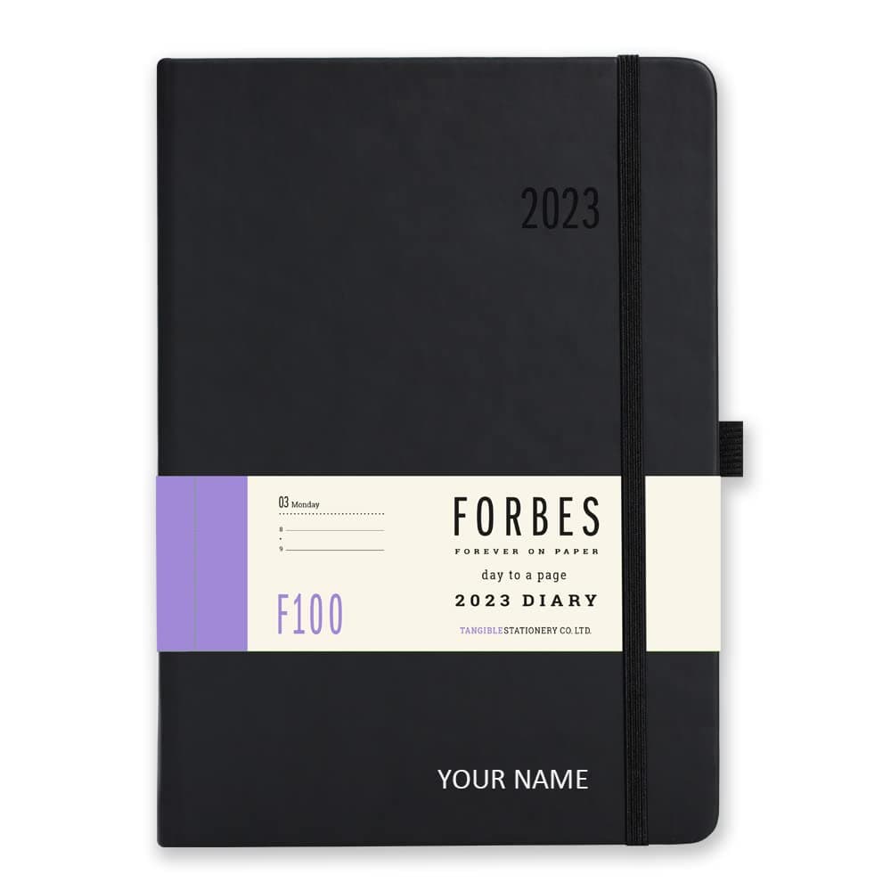 Forbes Classic 2023 Diary - A5 Page a Day Diary - with Name or Initials - Black