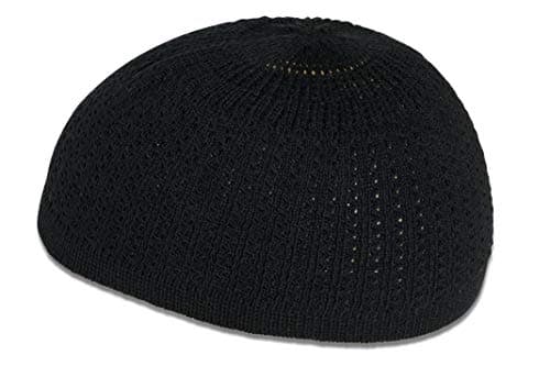 Muslim Bookmark Solid Colored Elastic Skull Cap Kufi Hats (Black 3) Apparel