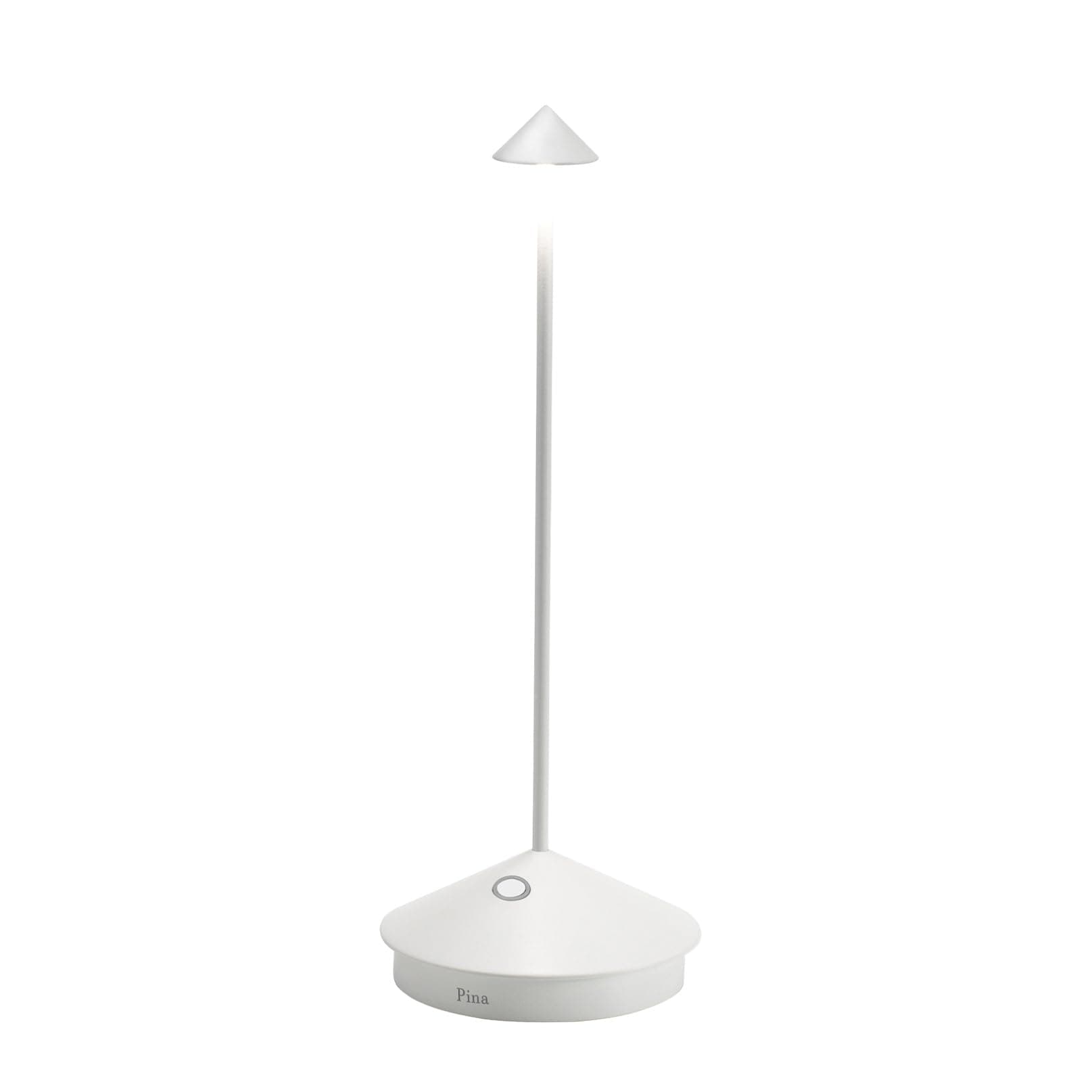 Zafferano, Pina Pro Lamp, Rechargeable Cordless Table Lamp with Touch Controls, Suitable for Indoor and Outdoor, Dimmer, 2200-3000 K, Height 11.4 Inches, White Color