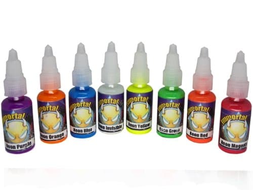 Immortal Tattoo Ink "8 PACK NEON SET" 1/2-oz Bottles -Tattoo Supplies-