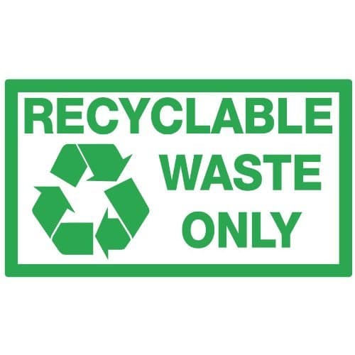 Recyclable Waste Bin Sticker - Printed Self Adhesive UV Laminated 14cm x 8cm